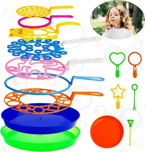 15 Pack Bubble Wands Set with Tray Bulk Funny Bubble Making Toy for Kids - Summe - Picture 1 of 12
