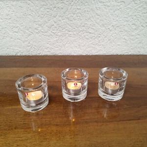 Set of 3 Iitala Marimekko Tealight Candle Holder Teelicht Kerzenhalter Klar - Bild 1 von 8