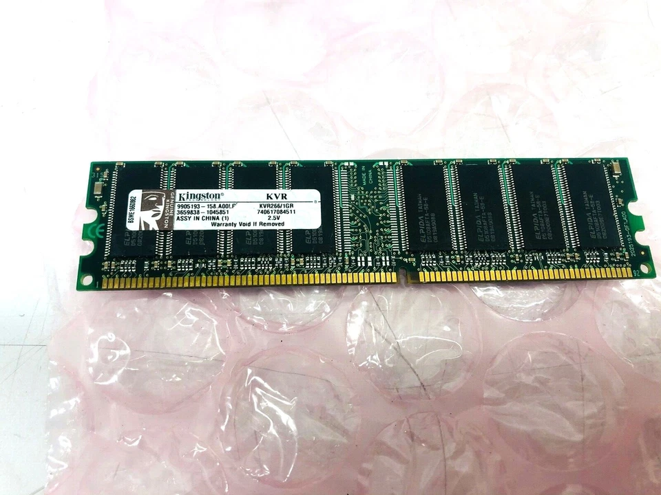 Kingston 1GB PC3200 DDR-400MHz EEC Unbuffered 184-Pin DIMM RAM Module KVR266/1GR - Image 1 of 3