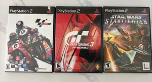 LOT 3 COMPLETE PS2 PlayStation - GRAN TURISMO 3 MotoGp Star Wars Starfighter - Picture 1 of 5