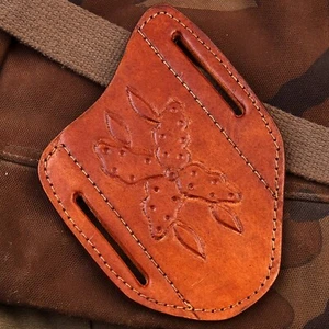 Cuchillo plegable de bolsillo hecho a mano con funda de cuero Pancake Punisher de 5" - Imagen 1 de 5