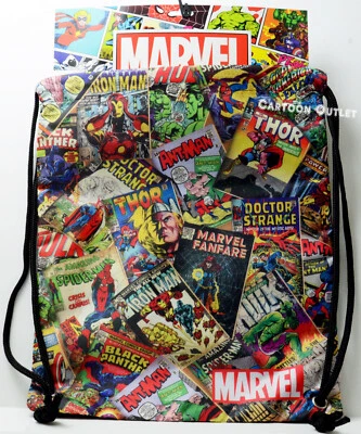Spider Man Drawstring Bag Backpack  Thor Hulk Iron Man Sackpack Kids Marvel Gift - Image 1 of 4