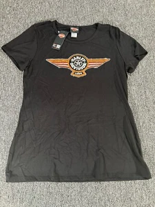 Neu mit Etikett Harley Davidson Damen-T-Shirt Extra Large XL schwarz verziertes Logo USA - Bild 1 von 6