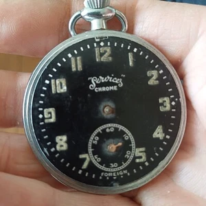 Vintage 'Services Chrome' Pocket Watch Movement for Parts or Practice piece - Picture 1 of 5