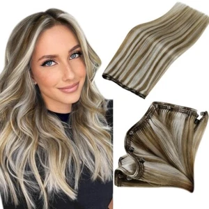 LAAVOO Micro Perlen Schussverlängerung Haar Highlight braun mit blond 22" 50G - Bild 1 von 5