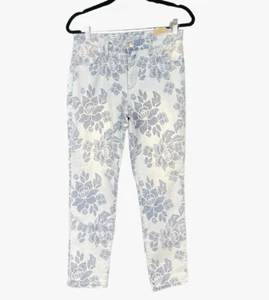 Jeans alla caviglia sottili Chico's da donna blu floreali stretch fidanzata - 0,5/US 6 nuovi con etichette - Foto 1 di 6