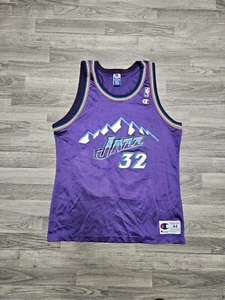 Vintage 90s Champion Karl Mailman Malone Utah Jazz #32 NBA Jersey Sz 44 Large - Picture 1 of 9