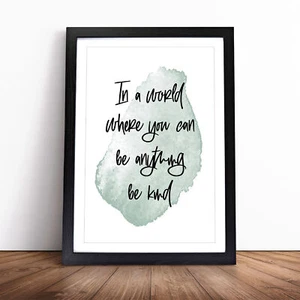 Be Kind Typography Framed Canvas Wall Art Print Poster Picture, Home Decor - Picture 1 of 9