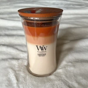 Pumpkin Gourmand Trilogy Woodwick Sanduhr Kerze 21,5oz Praline Butter Honig - Bild 1 von 8
