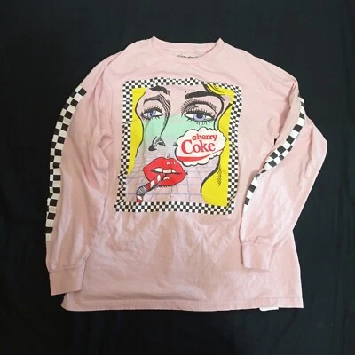 Pink Coca-cola Pop Art long sleeve men's Size L Large - Image 1 of 4