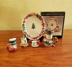 Miniatur Teeservice Weihnachten Vintage Pacific Rim Schneemann - Bild 1 von 4