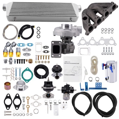 T3 Turbo Manifold Intercooler Kit for Honda Civic CRX Del Sol D15 D16 1.5L 1.6L - Image 1 of 4