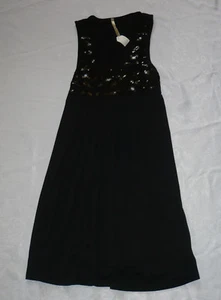Estam Black Top Sequin Front Size M Sleeveless  - Picture 1 of 3