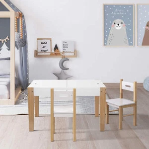 Keezi Kids Table Chair Set Children Storage Study Desk Toy Play Game Chalkboard - Picture 1 of 8