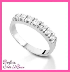 ANELLO VERETTA ORO BIANCO 18K : DIAMANTI NATURALI E VVS 0.70 CARATI CERTIFICATO - Foto 1 di 1