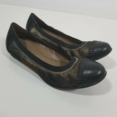 Anyi Lu Cate 金属有斑点麂皮绒皮革鞋头芭蕾平底鞋 6.5 码 — 第 1/4 张图片