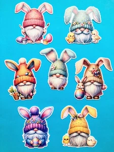 EASTER GNOMES - 7 x Die Cuts Toppers Card Making Bunny Ears Eggs Flowers Chick - Picture 1 of 4