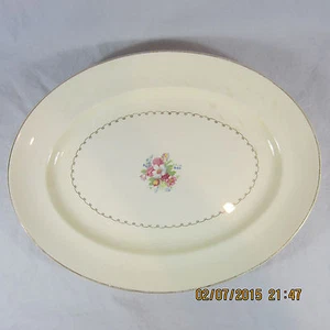 Paden City Pottery Platter Cream Floral Center Bouquet 14" USA Made Gold Trim - Picture 1 of 6