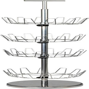 Revolving Four-Tier Shoe Tree, Silver Finish - Picture 1 of 12