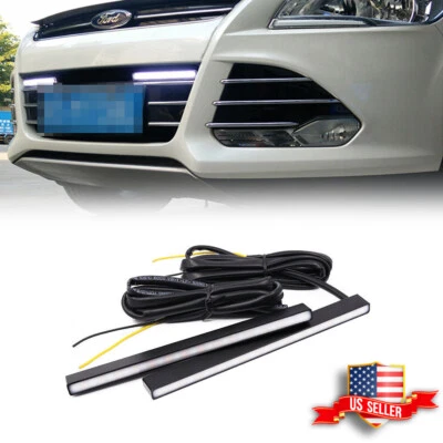 2X Luces LED antiniebla/diurnas ultra delgadas universales blancas/ámbar súper brillantes Foto 1 de 4