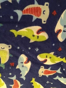 Shark Fish ocean sharks pj flannel lounge pants Shorts Capri 3 6 9 12 24 2 T 3 - Picture 1 of 1