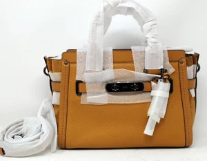 COACH Swagger 27 Satchel Pebble Leather Light Saddle Purse Cross-Body - Picture 1 of 9