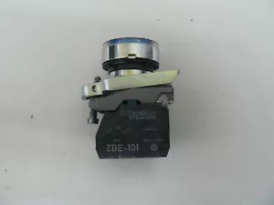 Schneider Electric Blue illuminated momentary flush pushbutton with ZBE-101 - Picture 1 of 3