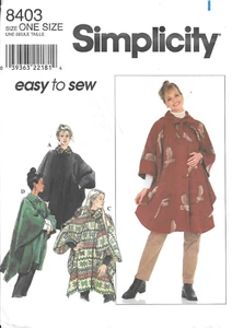 Uncut Simplicity Sewing Pattern # 8403 Misses' Cape in Four Variations: One Size - Picture 1 of 2