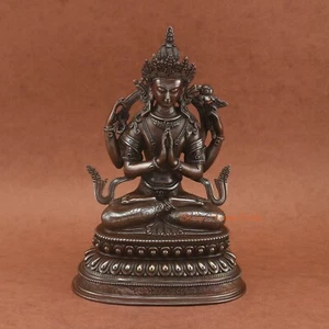 Estatua de cobre Chenrezig Avalokiteshvara tallada a mano de Patan Nepal - Imagen 1 de 4