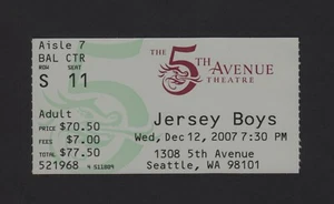 JERSEY BOYS Ticket Stub - The 5th Avenue Theatre, Seattle - 2007 - Picture 1 of 2