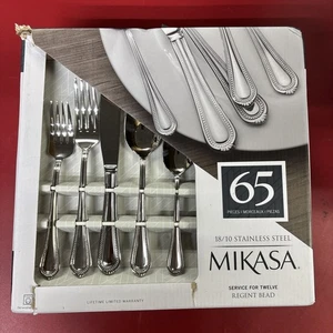 Mikasa, Regent Bead Flatware Service for 12, 65 Piece Set, 18/10 Stainless St... - Picture 1 of 9