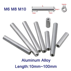 M6 M8 M10 Aluminium Round Threaded Sleeve Standoff Spacers Long Nuts Connector - Picture 1 of 11