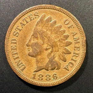 1886 Typ 2 Indian Head Cent Halbschlüssel Album Münze kleiner Rand Beule Marktfrisch - Bild 1 von 2