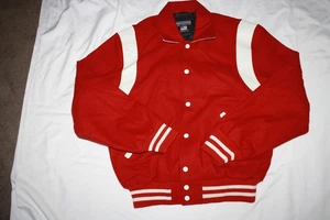 Vintage STEWART & STRAUSS Letterman’s VARSITY JACKET RED WHITE 49ERS REDS SIZE M - Picture 1 of 3