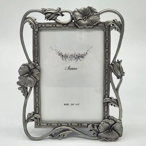 Picture Frame Pewter Pansies Free Standing 3.5" X 5" - Picture 1 of 7