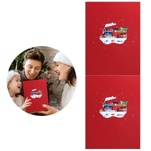 Elegant 3D Christmas Train Greeting Card Artistic Designed Card for Wishes - Picture 1 of 10