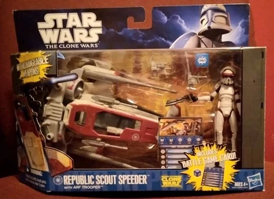 NUEVO - Hasbro Star Wars The Clone Wars Republic Scout Speeder con ARF Trooper Foto 1 de 4