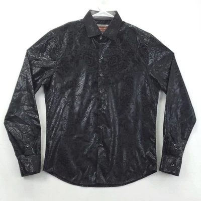 Camisa Consequence Para Hombre Pequeña Negra Tonal Celebración Lámina Manga Larga Foto 1 de 4