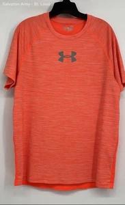 Under Armour HeatGear Mens Orange Gray Fitted Short Sleeve Pullover T-Shirt Sz L - Picture 1 of 6