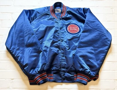 Chaqueta de bombardero satinada vintage de los Detroit Pistons NBA Chalk Line de la década de 1990 XXL para hombre Foto 1 de 4