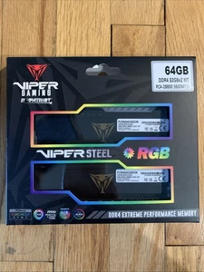 Patriot Viper Steel RGB 64GB (2x32GB) DDR4 3200 3600 UDIMM Desktop Memory PC RAM - Picture 1 of 1
