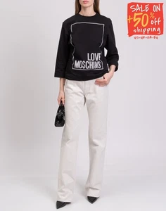 RRP €200 LOVE MOSCHINO Sweatshirt IT42 US6 UK10 M Black Logo 3/4 Sleeve - Picture 1 of 6