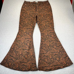 Shyanne High Rise Flare Bell Bottom Paisley Pants Women 34x34 new with tag - Picture 1 of 15