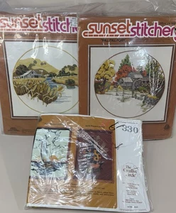 Vintage Menge 3 Heftsets Sonnenuntergang Kreativ Kreis Felder Mühle Ente - Bild 1 von 12