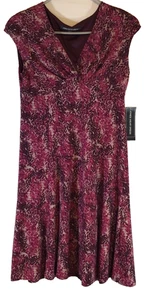 Vestido Jones Wear Talla 4 Línea A Cuello en V Púrpura Estampado Abstracto Y2K Fiesta Carrera - Imagen 1 de 11