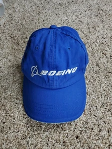 Boeing Hat Cap Strap Back Blue Embroidered Logo Mens Adjustable - Picture 1 of 7