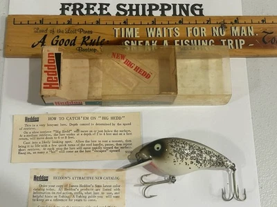 Señuelo de pesca vintage Heddon Big Hedd Crankbait con caja e insertos SIN CATOLOGAR Foto 1 de 4