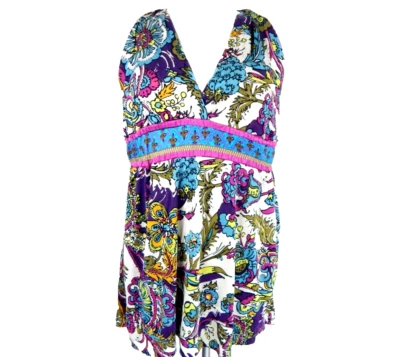 Camiseta sin mangas pequeña para mujer Hale Bob floral de seda Babydoll Y2K espalda deportiva usada en excelente estado Foto 1 de 4