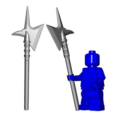 Custom CITY WATCH GUARD HALBEARD for Minifigures Accessory Weapon Color Gray NEW - Image 1 of 2