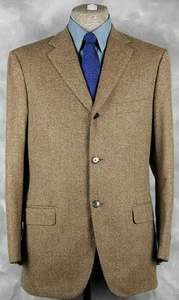 NWT_$2780 ISAIA HAND_MADE_WOOL_CASHMERE_CHAMPAGNE_BLACK_GOLDS_CHOCOLATE 40R 9146 - Picture 1 of 4